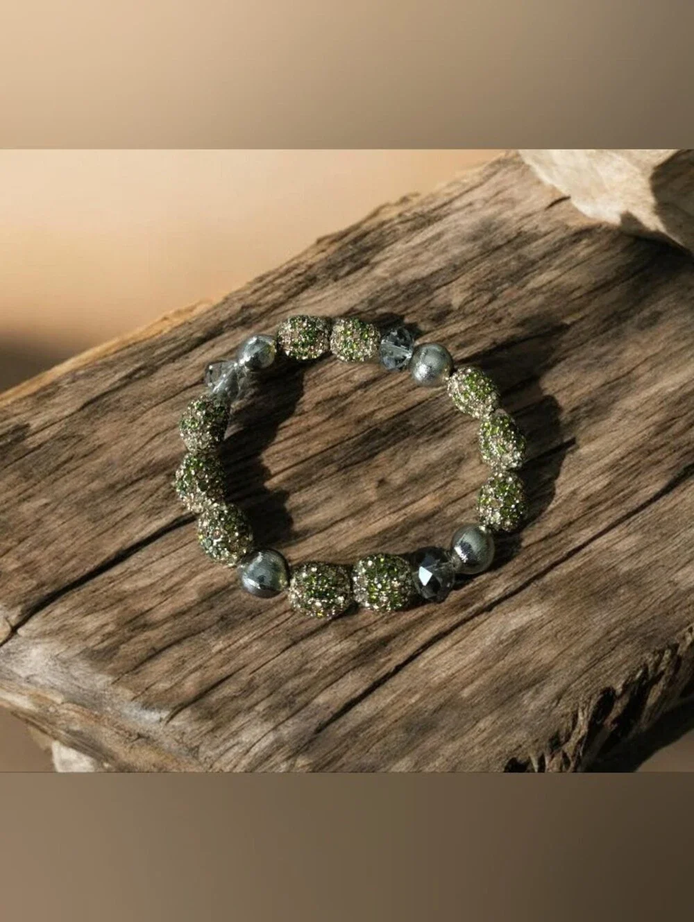 Sparkling Olive Green Bead Bracelet